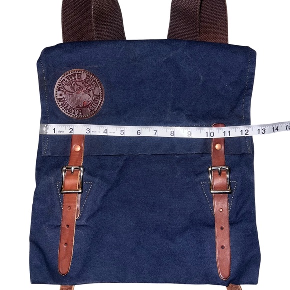 EUC Duluth Pack Scout Backpack Navy Blue Canvas Brown Leather Unisex Adventure - Picture 8 of 9